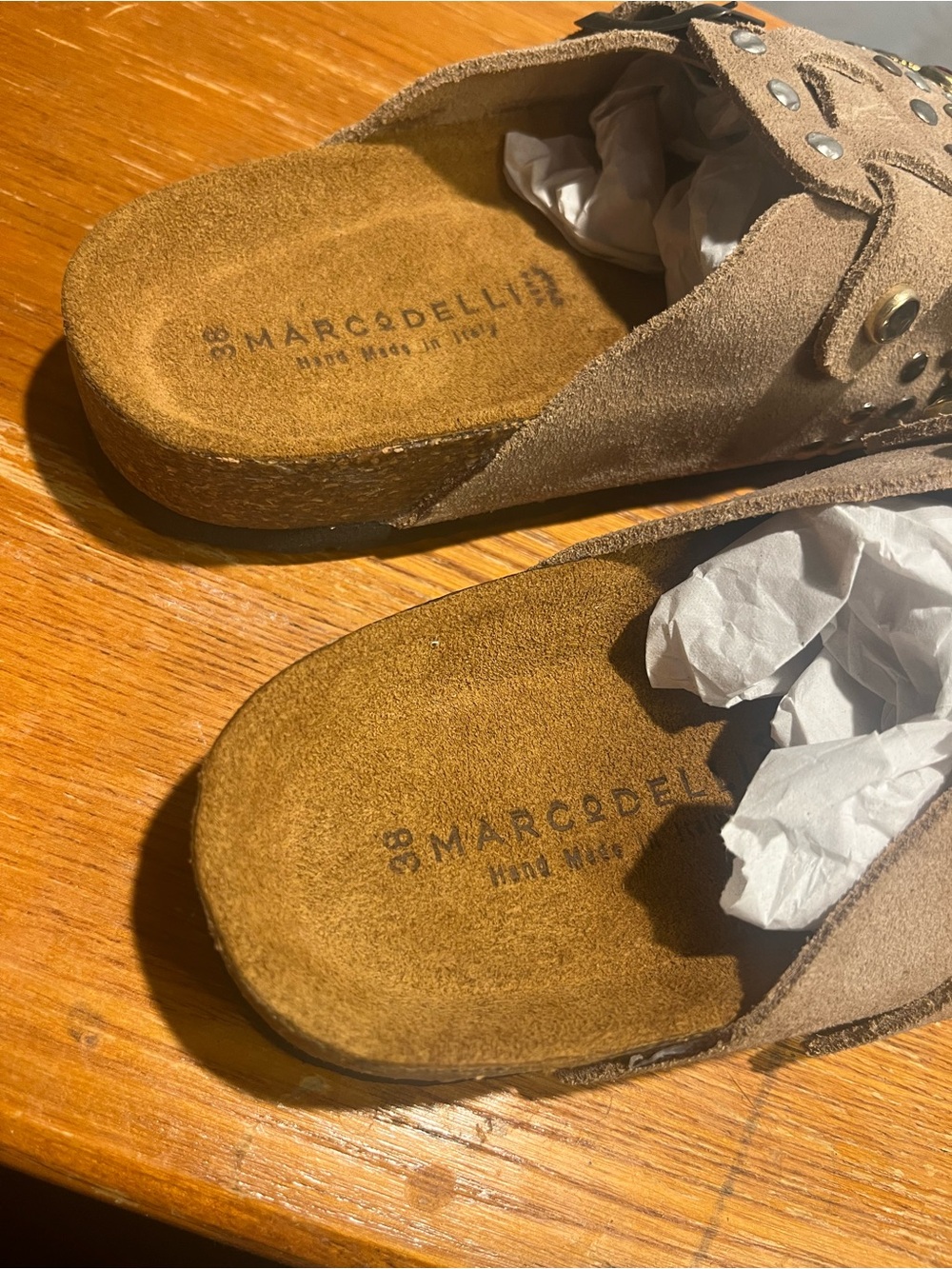 Marco Delli Italian High-end Western & extensively detailed Suede Clogs SZ 38 - Picture 8 of 10
